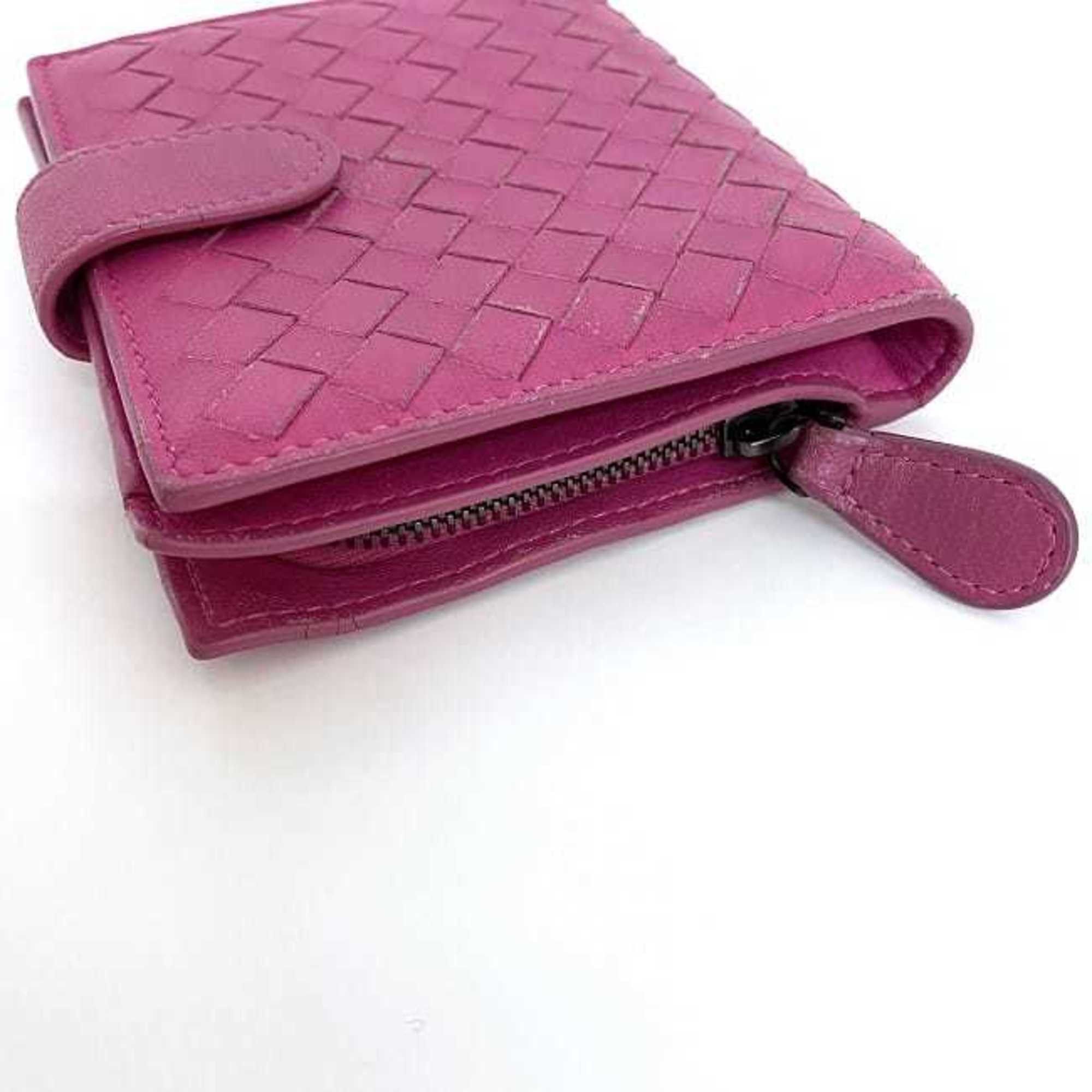 Bottega Veneta Bottega Veneta Bi-fold Wallet Pink Intrecciato Compact Leather BOTTEGA VENETA Women's Size ONE SIZE - 7 Thumbnail
