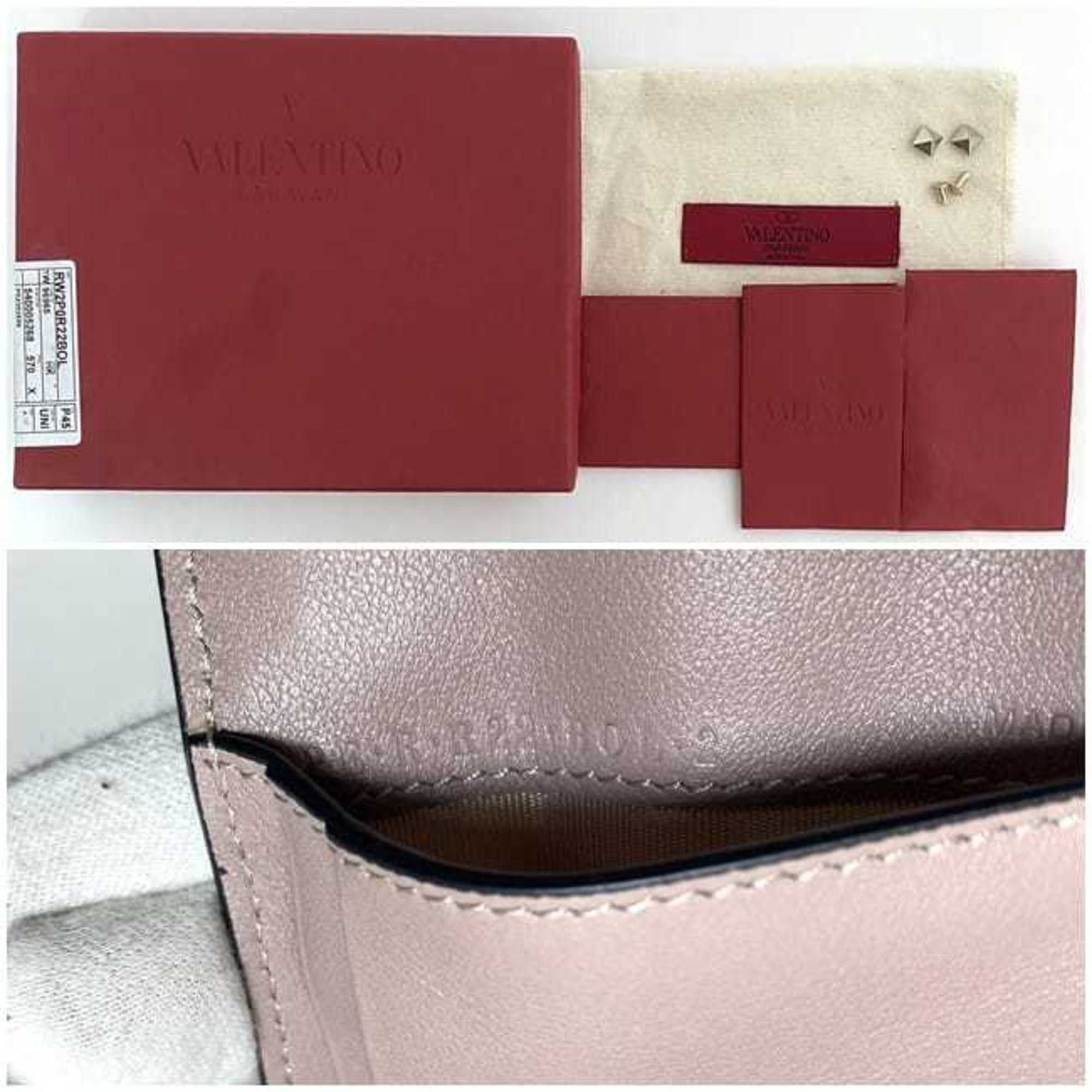 Valentino Valentino Garavani Bi-fold Wallet ec-20994 Beige Pink RW2P0R22BOL Leather Studded Compact Women's Size ONE SIZE - 11 Thumbnail