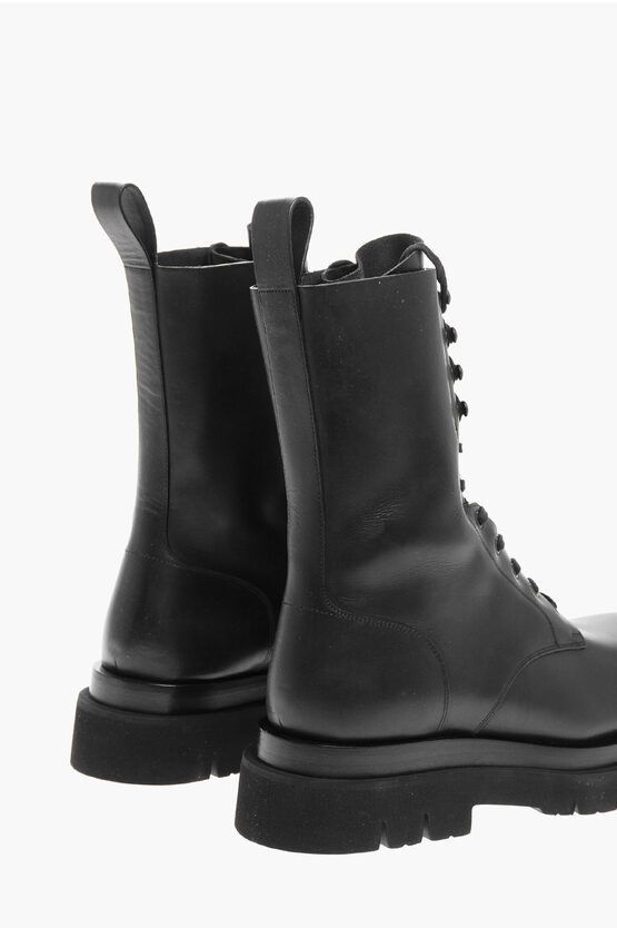 Bottega Veneta Lace-up Lug Leather Combat Booties with Rubber Sole Size US 9 / EU 42 - 2 Thumbnail