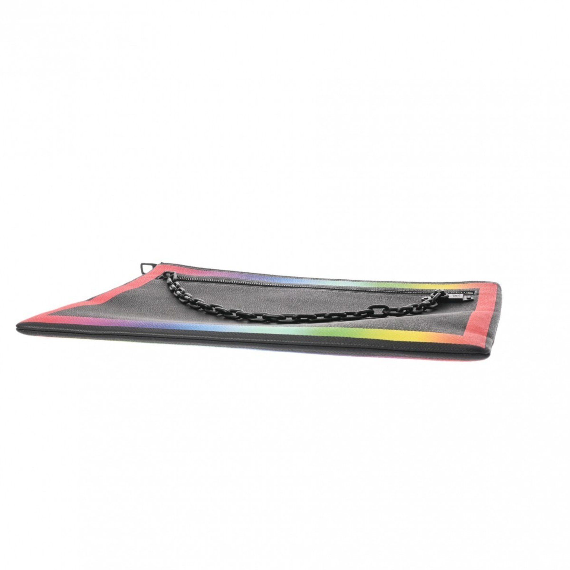 Louis Vuitton LOUIS VUITTON Taiga Pochette Black/Rainbow M30347 Men's Clutch Bag Size ONE SIZE - 4 Thumbnail