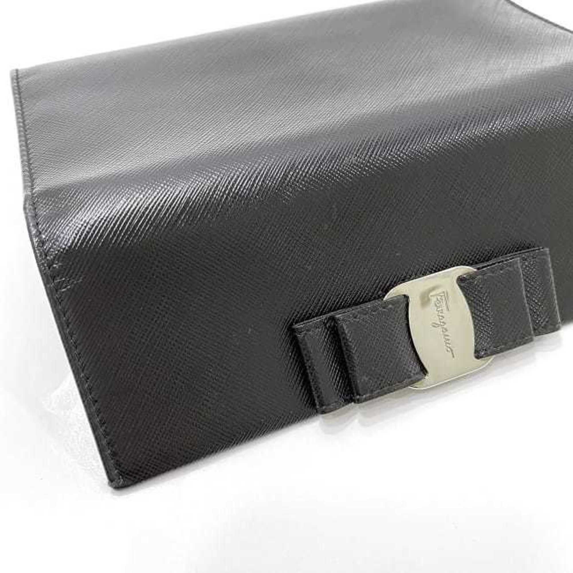 Salvatore Ferragamo Salvatore Ferragamo Tri-fold Long Wallet ec-21012 Black Vara Ribbon Grain Leather IY-22/A366 Clear Women's Size ONE SIZE - 5 Thumbnail