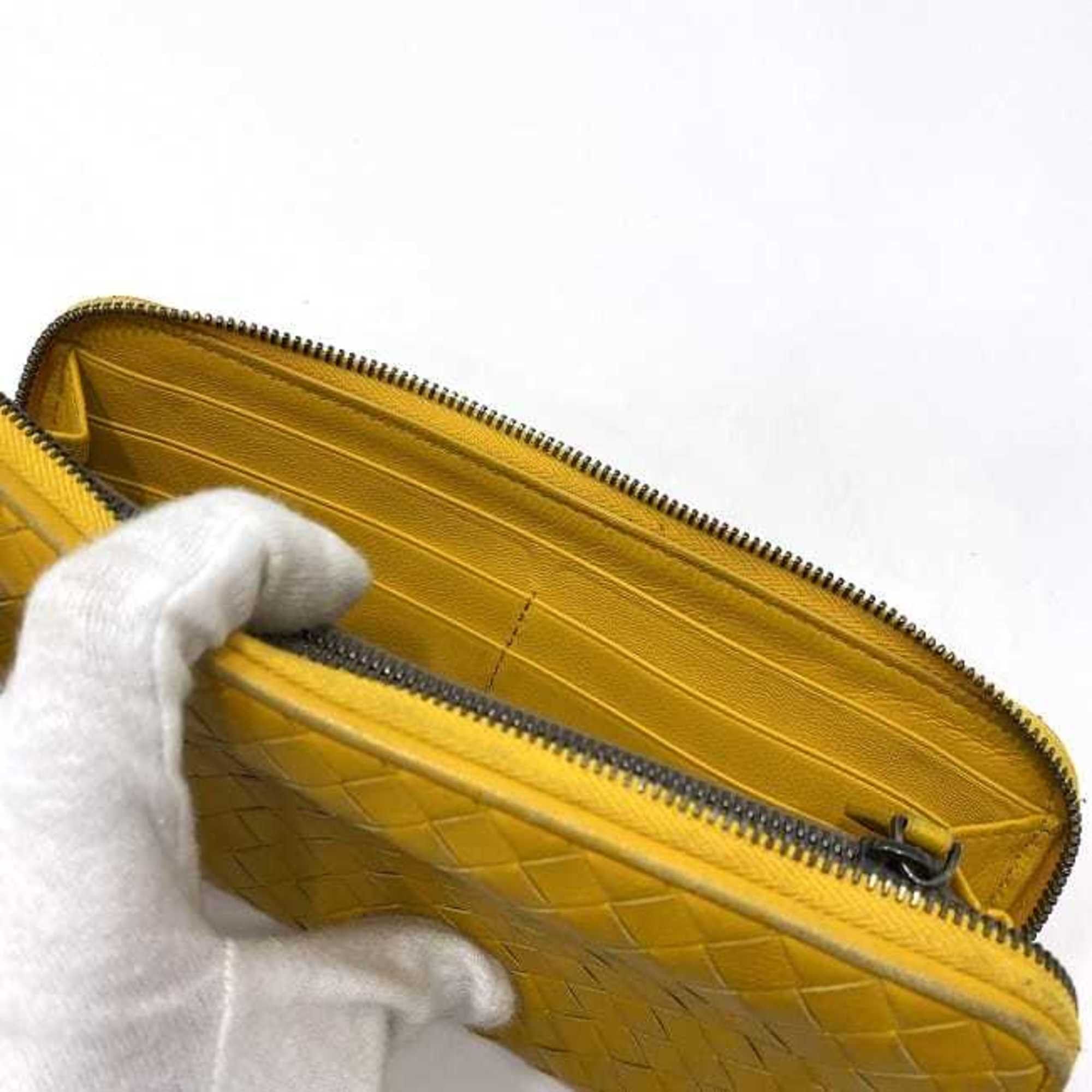 Bottega Veneta Bottega Veneta Round Long Wallet ec-21015 Yellow Intrecciato Leather BOTTEGA VENETA Women's Size ONE SIZE - 10 Thumbnail