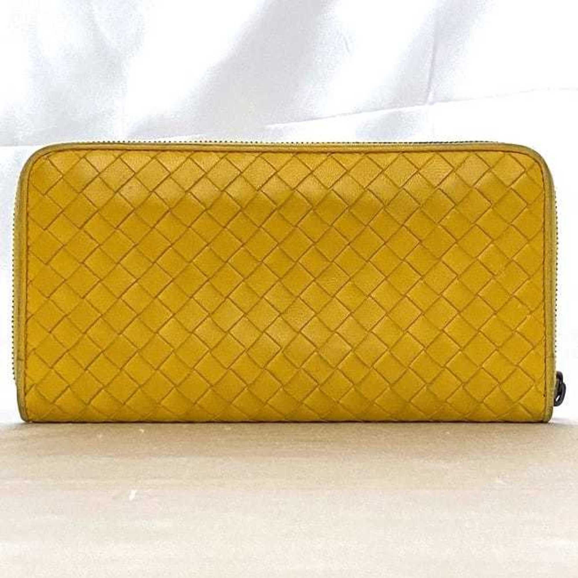 Bottega Veneta Bottega Veneta Round Long Wallet ec-21015 Yellow Intrecciato Leather BOTTEGA VENETA Women's Size ONE SIZE - 3 Thumbnail