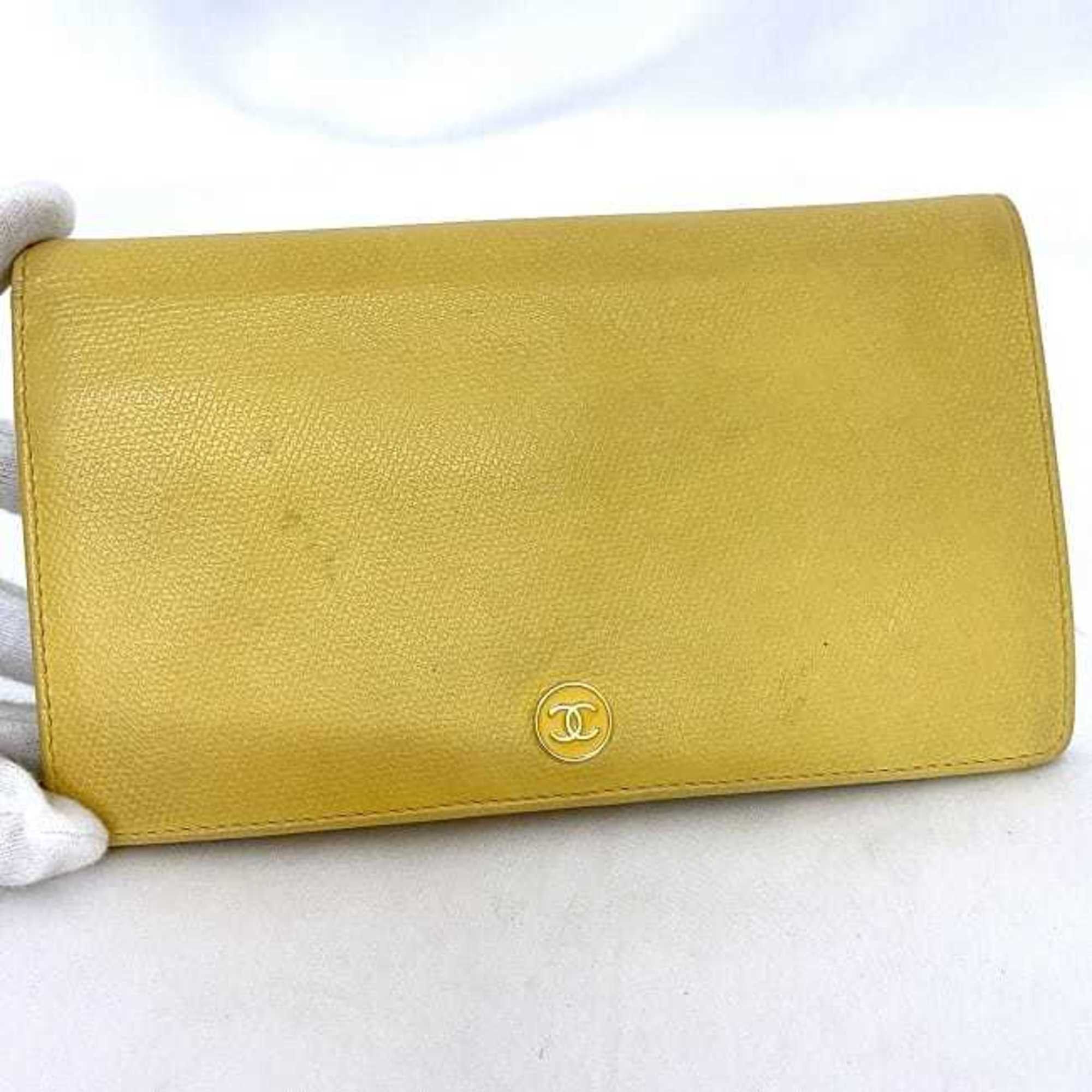 Chanel Chanel Bi-fold Long Wallet ec-21016 Yellow Coco Button A20904 Leather 9th Series CHANEL Mark Boutique Seal Included Women's Size ONE SIZE - 6 Thumbnail