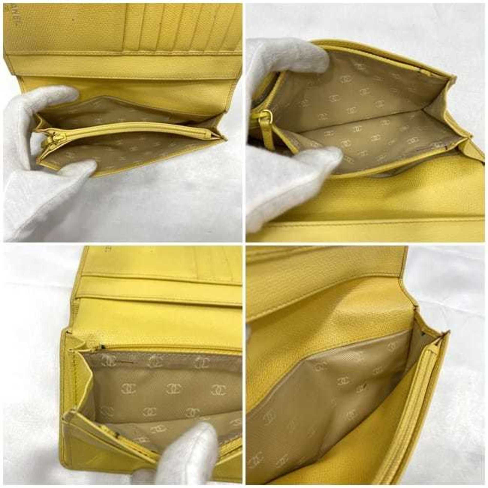 Chanel Chanel Bi-fold Long Wallet ec-21016 Yellow Coco Button A20904 Leather 9th Series CHANEL Mark Boutique Seal Included Women's Size ONE SIZE - 11 Thumbnail