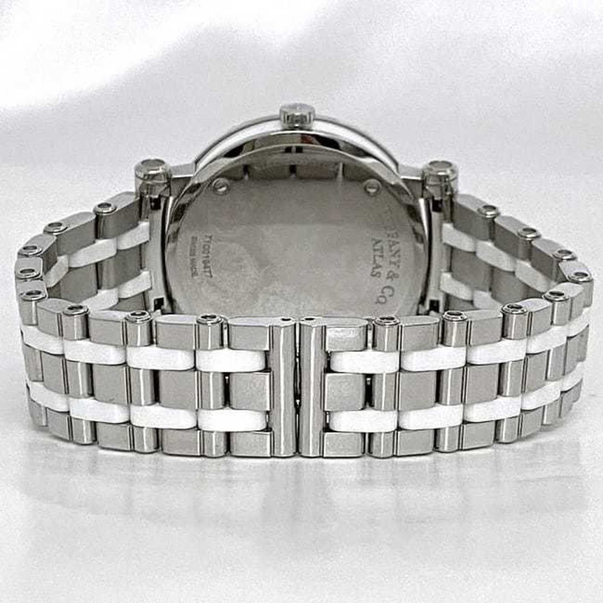Tiffany & Co. Tiffany Watch Atlas f-21081 White Silver T10019477 36mm Men's SS Ceramic Quartz TIFFANY&Co. Round Heart Dial Battery Operated Operation Confirmed Replaced Roman Numerals Size ONE SIZE - 4 Thumbnail