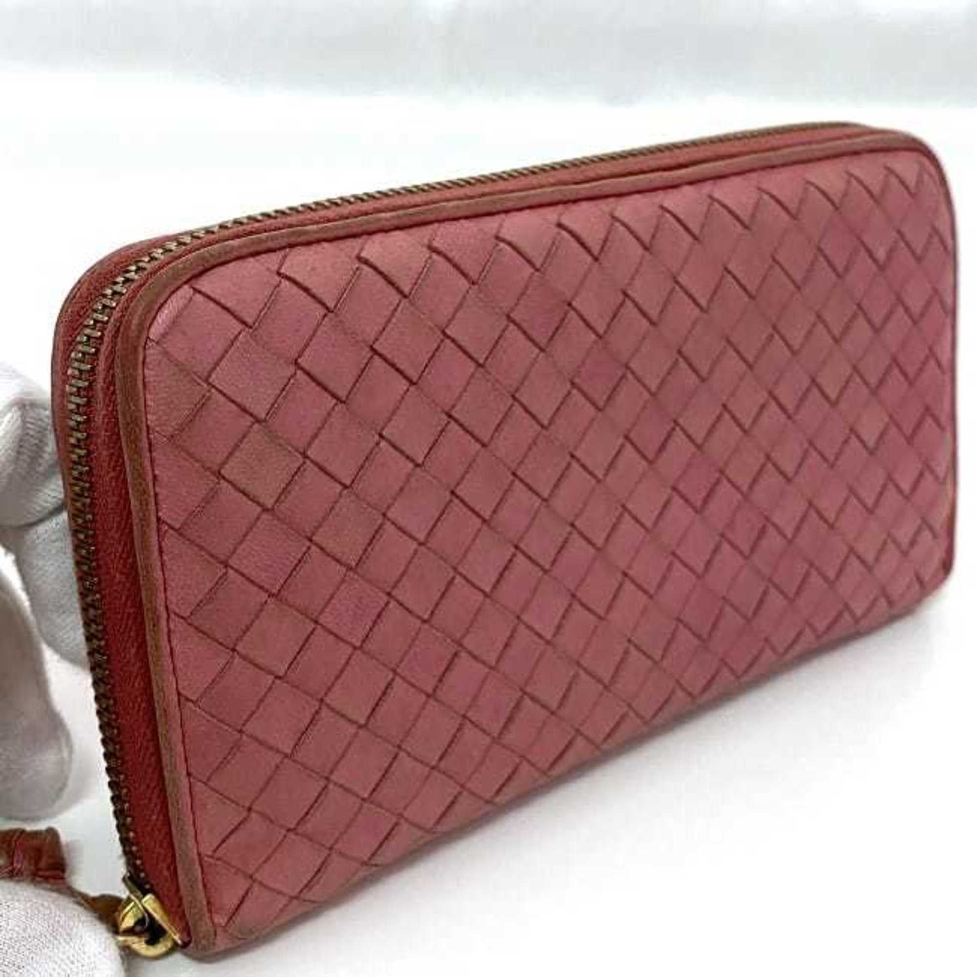 Bottega Veneta Bottega Veneta Round Long Wallet ec-21014 Pink Intrecciato Leather BOTTEGA VENETA Women's Size ONE SIZE - 7 Thumbnail