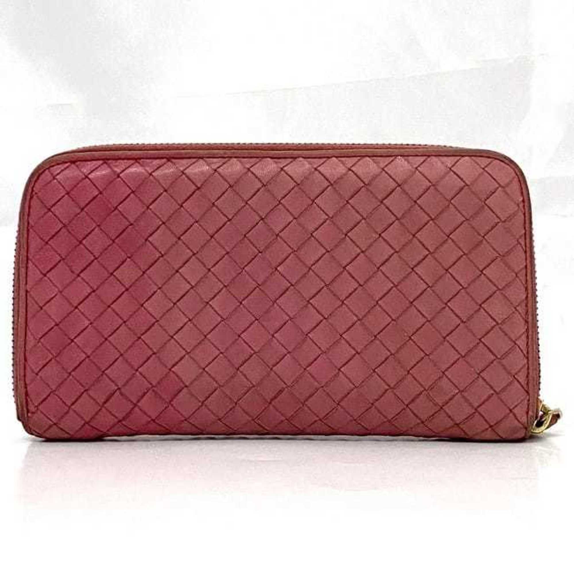 Bottega Veneta Bottega Veneta Round Long Wallet ec-21014 Pink Intrecciato Leather BOTTEGA VENETA Women's Size ONE SIZE - 3 Thumbnail