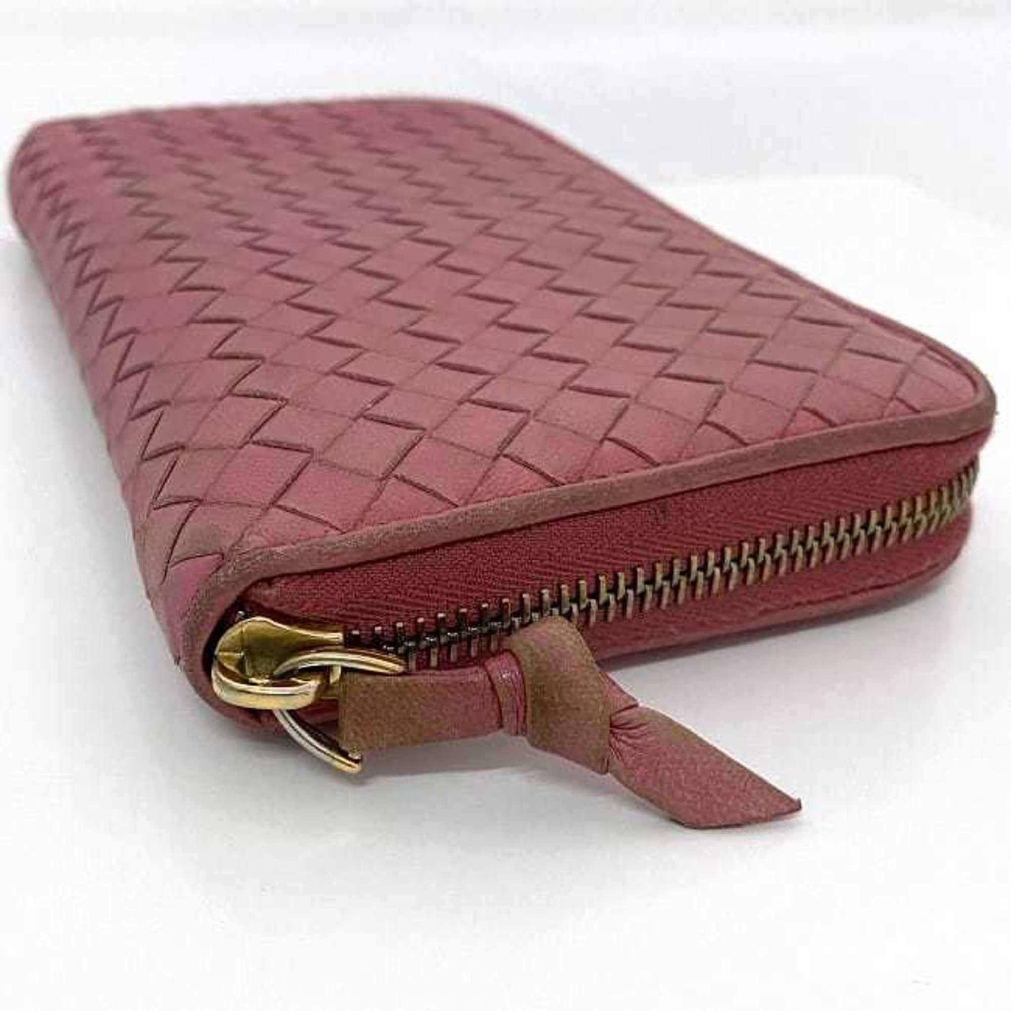 Bottega Veneta Bottega Veneta Round Long Wallet ec-21014 Pink Intrecciato Leather BOTTEGA VENETA Women's Size ONE SIZE - 6 Thumbnail