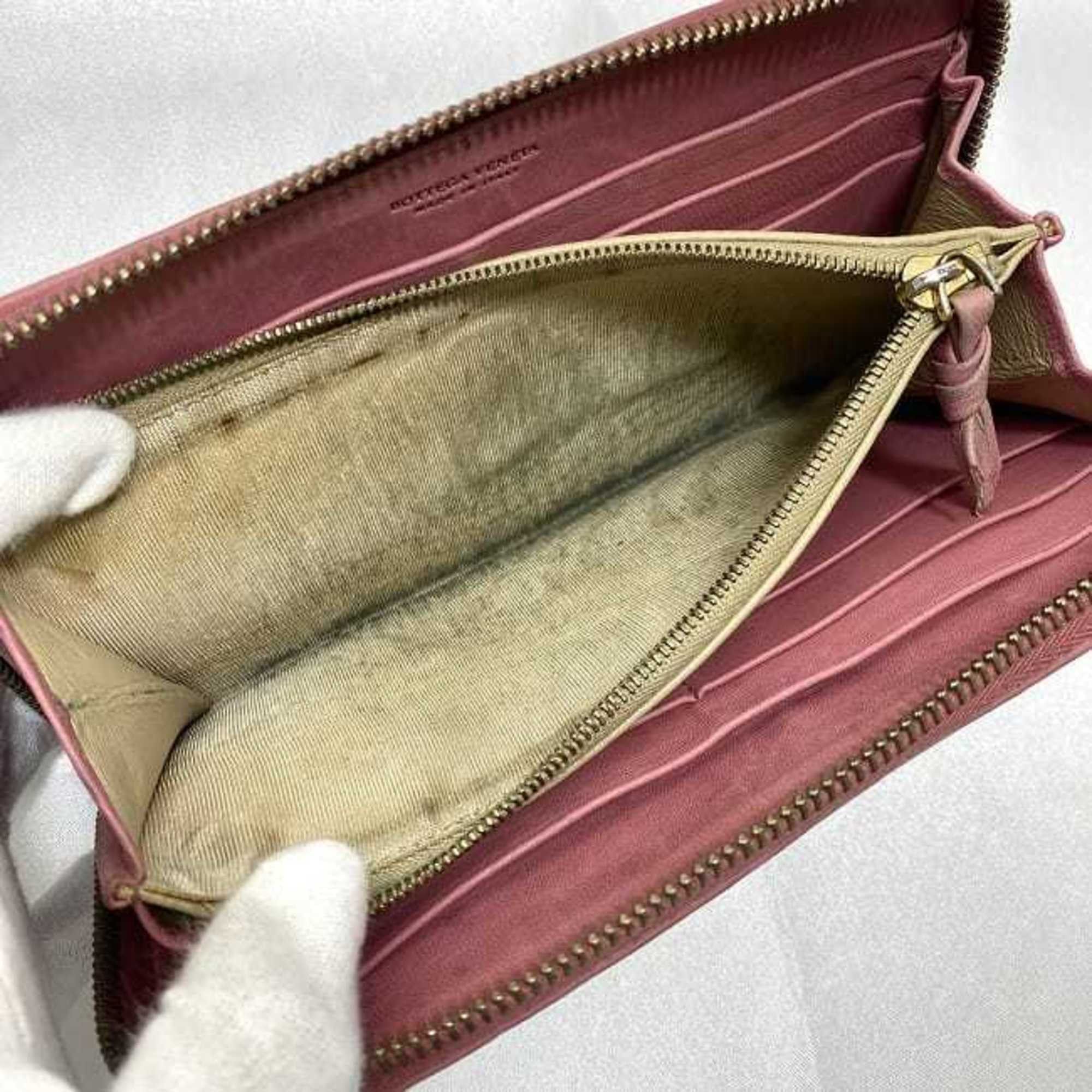 Bottega Veneta Bottega Veneta Round Long Wallet ec-21014 Pink Intrecciato Leather BOTTEGA VENETA Women's Size ONE SIZE - 9 Thumbnail