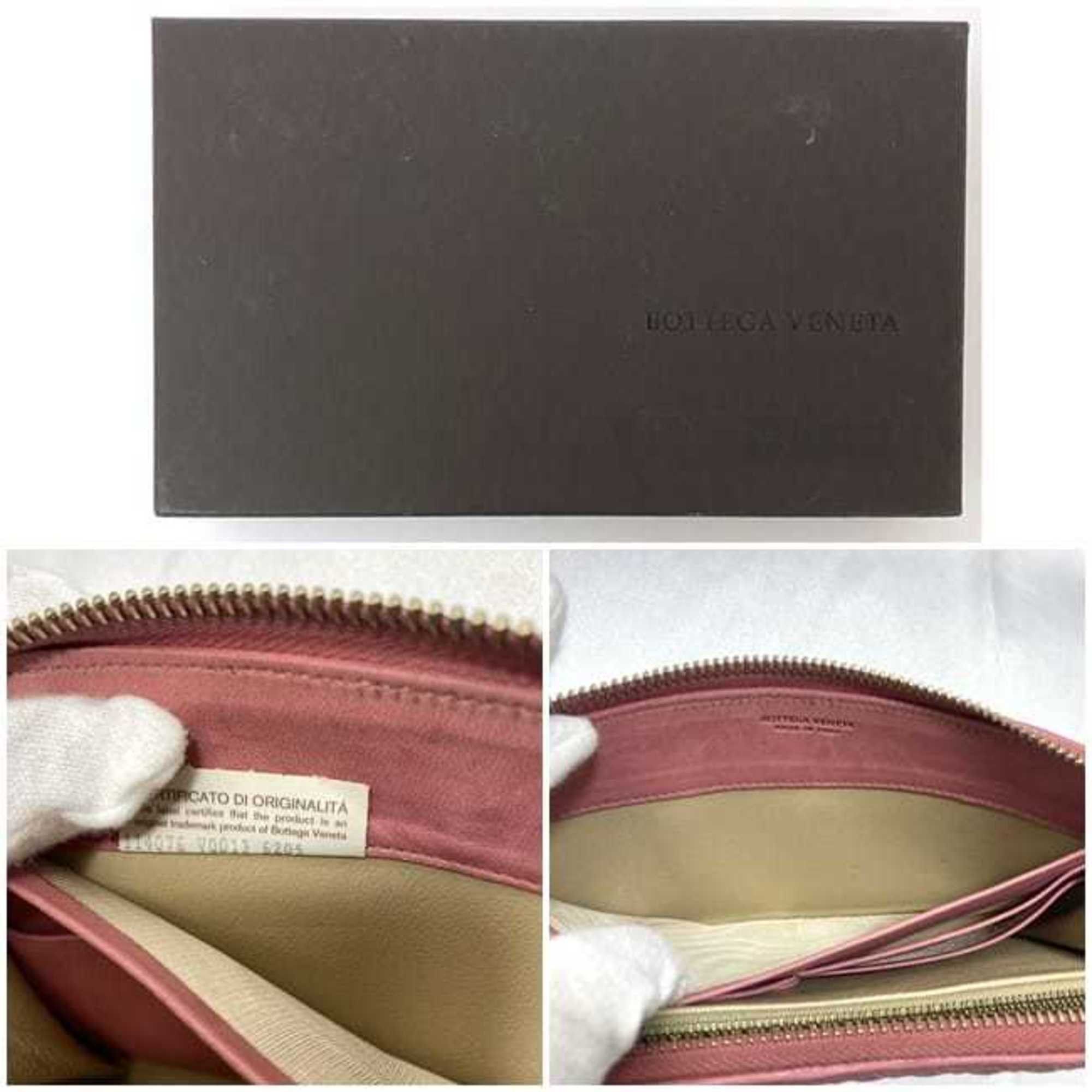 Bottega Veneta Bottega Veneta Round Long Wallet ec-21014 Pink Intrecciato Leather BOTTEGA VENETA Women's Size ONE SIZE - 11 Thumbnail