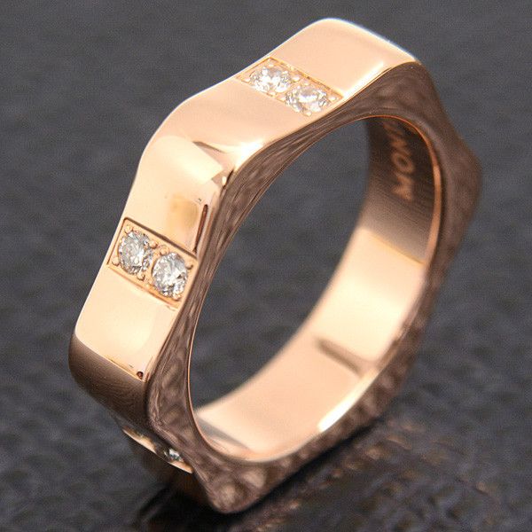 Montblanc Montblanc Montblanc 750PG Diamond Ring 4810 Collection White Star Motif Metal Ring 71860 in Great Condition Size ONE SIZE - 8 Thumbnail
