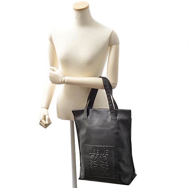 Loewe Loewe Loewe Leather Logo Tote Bag Black Leather Tote Bag 72996 in Great Condition Size ONE SIZE - 3 Thumbnail