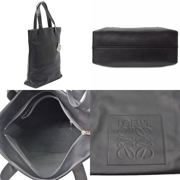 Loewe Loewe Loewe Leather Logo Tote Bag Black Leather Tote Bag 72996 in Great Condition Size ONE SIZE - 2 Thumbnail