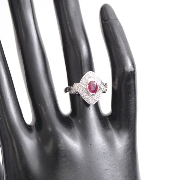Mikimoto Mikimoto Mikimoto PT950 Ruby Diamond Design Ring Metal Ring 50869 in Great Condition Size ONE SIZE - 8 Thumbnail