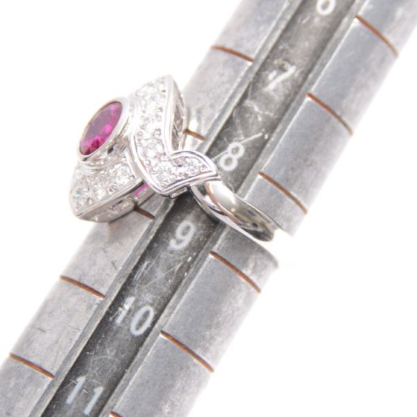 Mikimoto Mikimoto Mikimoto PT950 Ruby Diamond Design Ring Metal Ring 50869 in Great Condition Size ONE SIZE - 7 Thumbnail