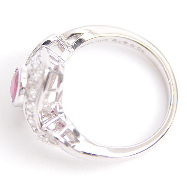 Mikimoto Mikimoto Mikimoto PT950 Ruby Diamond Design Ring Metal Ring 50869 in Great Condition Size ONE SIZE - 2 Thumbnail