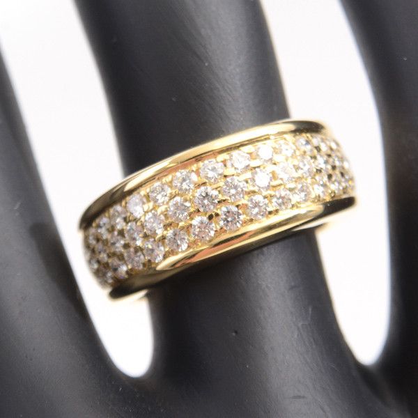 Other Other MONNICKENDAM K18 Yellow Gold Diamond Pave Ring 11.5 Metal Ring 63110 in Great Condition Size ONE SIZE - 8 Thumbnail