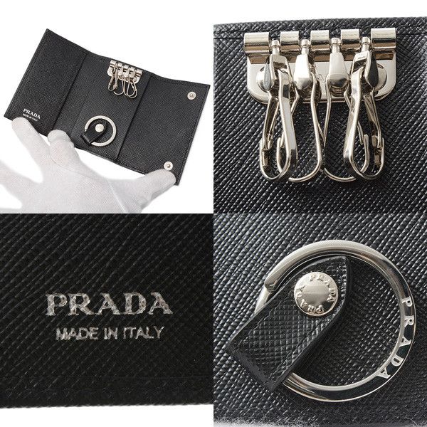 Prada Prada Prada Saffiano 4-Key Case Black Leather Key Holder 74401 in Great Condition Size ONE SIZE - 5 Thumbnail