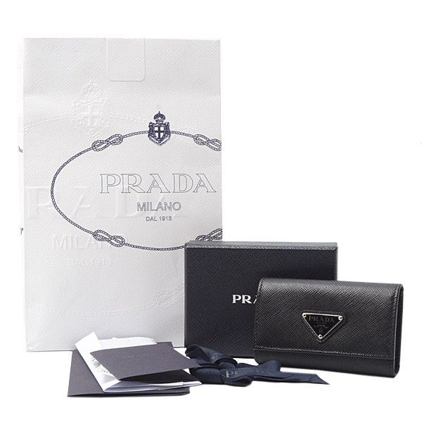 Prada Prada Prada Saffiano 4-Key Case Black Leather Key Holder 74401 in Great Condition Size ONE SIZE - 10 Thumbnail