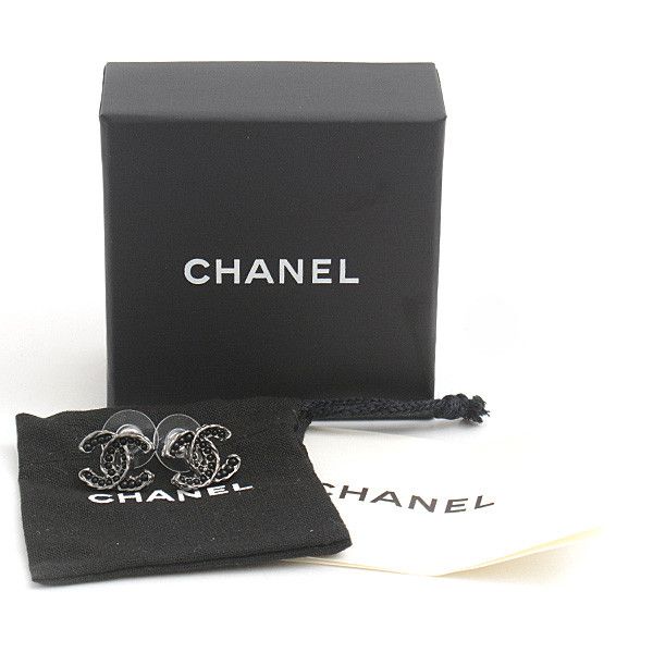 Chanel Chanel Chanel Coco Mark Black Stone Metal Earrings Metal Earrings 74759 in Great Condition Size ONE SIZE - 8 Thumbnail