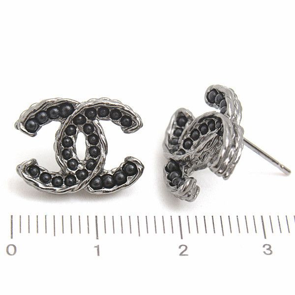 Chanel Chanel Chanel Coco Mark Black Stone Metal Earrings Metal Earrings 74759 in Great Condition Size ONE SIZE - 5 Thumbnail
