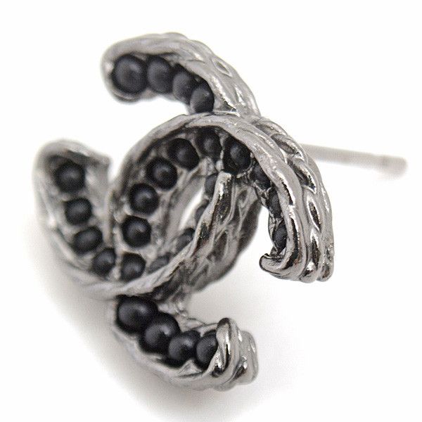 Chanel Chanel Chanel Coco Mark Black Stone Metal Earrings Metal Earrings 74759 in Great Condition Size ONE SIZE - 2 Thumbnail