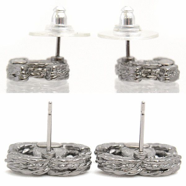 Chanel Chanel Chanel Coco Mark Black Stone Metal Earrings Metal Earrings 74759 in Great Condition Size ONE SIZE - 4 Thumbnail