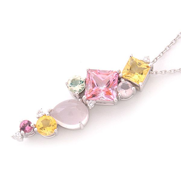 Other Other 4℃ K18WG Diamond Multi-Stone Necklace White Gold Metal Necklace 62674 in Great Condition Size ONE SIZE - 2 Thumbnail