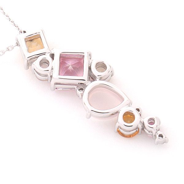 Other Other 4℃ K18WG Diamond Multi-Stone Necklace White Gold Metal Necklace 62674 in Great Condition Size ONE SIZE - 3 Thumbnail