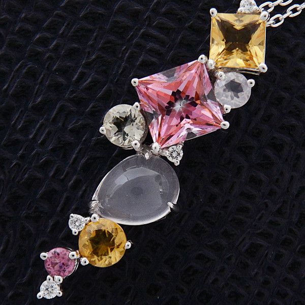Other Other 4℃ K18WG Diamond Multi-Stone Necklace White Gold Metal Necklace 62674 in Great Condition Size ONE SIZE - 8 Thumbnail