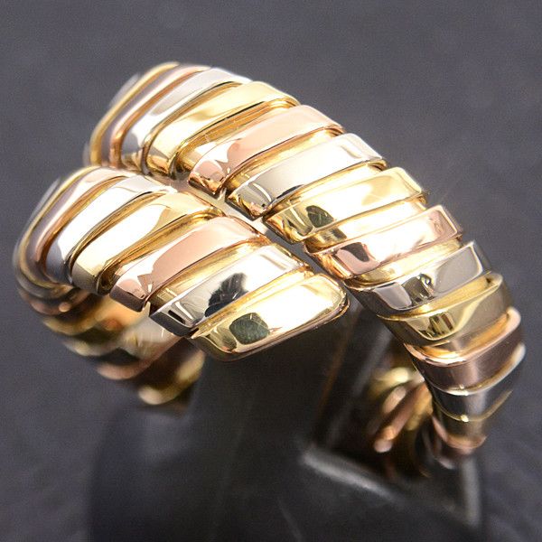 Bvlgari Bvlgari Bvlgari Tubogas Tri-Color Gold Ring 14 Unisex Metal Ring 71065 in Great Condition Size ONE SIZE - 9 Thumbnail