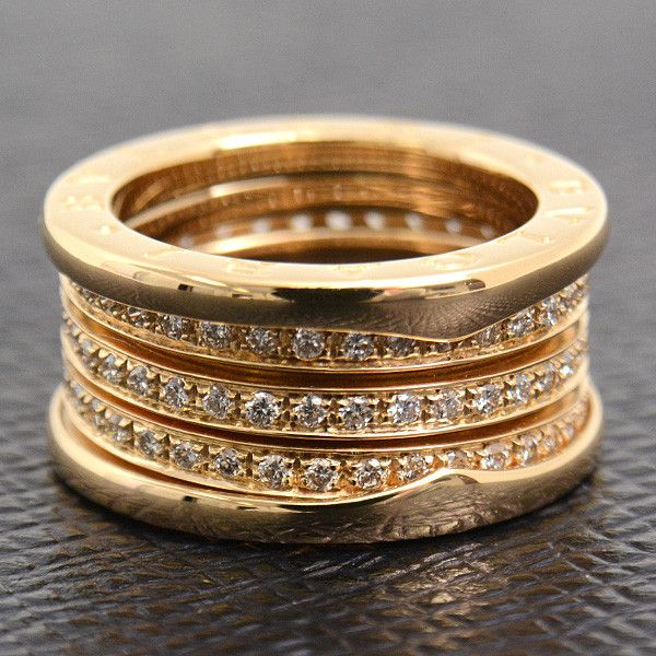 Bvlgari Bvlgari Bvlgari B-ZERO1 Full Diamond Ring 750YG 52 Metal Ring 72138 in Great Condition Size ONE SIZE - 8 Thumbnail