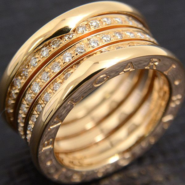 Bvlgari Bvlgari Bvlgari B-ZERO1 Full Diamond Ring 750YG 52 Metal Ring 72138 in Great Condition Size ONE SIZE - 9 Thumbnail