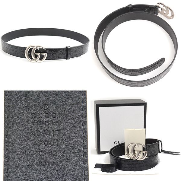 Gucci Gucci Gucci Men's Double G Buckle Croc Embossed Leather Belt Leather Belt 71866 in Great Condition Size ONE SIZE - 2 Thumbnail