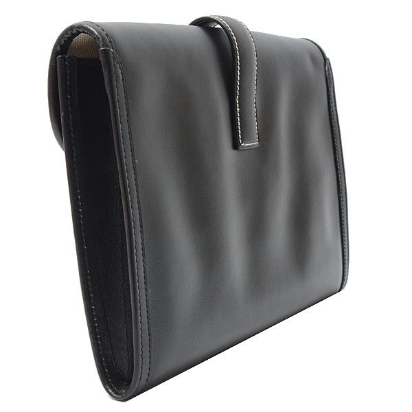 Hermes Hermes Hermes Jige PM Clutch Bag Black Calf Leather Leather Clutch Bag 73006 in Great Condition Size ONE SIZE - 2 Thumbnail