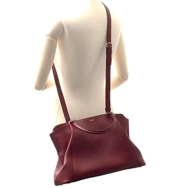 Cartier Cartier Cartier Leather C de SM 2WAY Handbag Bordeaux L1001829 Leather Handbag L1001829 in Great Condition Size ONE SIZE - 10 Thumbnail