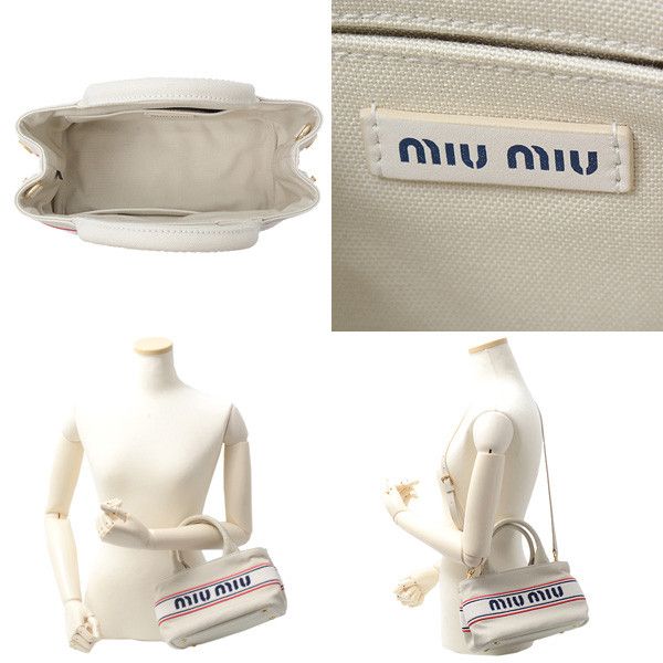 Miu Miu Miu Miu Miu Miu Canvas 2WAY Handbag with Logo 5BA253 Canvas Handbag 5BA253 in Great Condition Size ONE SIZE - 5 Thumbnail