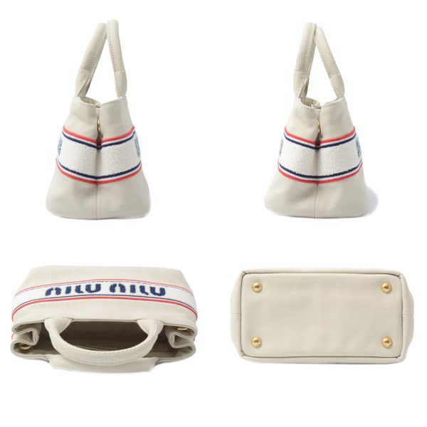 Miu Miu Miu Miu Miu Miu Canvas 2WAY Handbag with Logo 5BA253 Canvas Handbag 5BA253 in Great Condition Size ONE SIZE - 4 Thumbnail