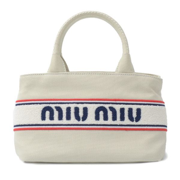 Miu Miu Miu Miu Miu Miu Canvas 2WAY Handbag with Logo 5BA253 Canvas Handbag 5BA253 in Great Condition Size ONE SIZE - 3 Thumbnail