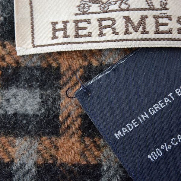 Hermes Hermes Hermes Cashmere H Logo Scarf Tartan Check Multicolor Natural Material Scarf 69789 in Great Condition Size ONE SIZE - 6 Thumbnail