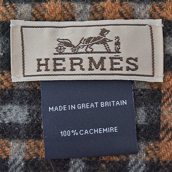 Hermes Hermes Hermes Cashmere H Logo Scarf Tartan Check Multicolor Natural Material Scarf 69789 in Great Condition Size ONE SIZE - 5 Thumbnail