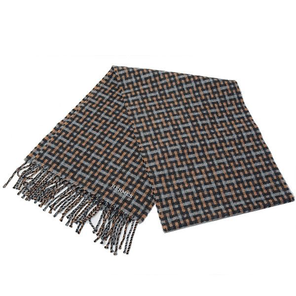 Hermes Hermes Hermes Cashmere H Logo Scarf Tartan Check Multicolor Natural Material Scarf 69789 in Great Condition Size ONE SIZE - 2 Thumbnail