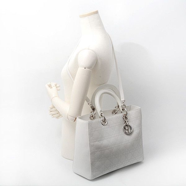 Dior Dior Christian Dior Lady Dior Large Cannage Handbag Leather Handbag 05-MA-1003 in Very Good Condition Size ONE SIZE - 10 Thumbnail