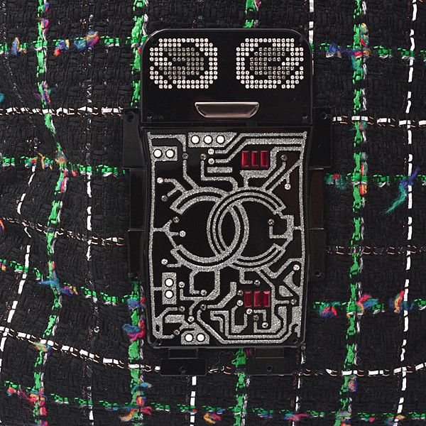 Chanel Chanel Chanel Tweed Robot Design Tote Bag Black Canvas Tote Bag 23------ in Great Condition Size ONE SIZE - 7 Thumbnail