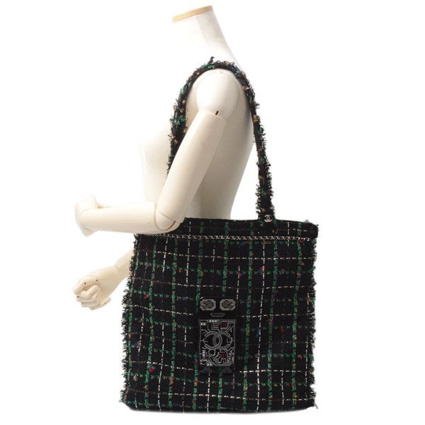Chanel Chanel Chanel Tweed Robot Design Tote Bag Black Canvas Tote Bag 23------ in Great Condition Size ONE SIZE - 6 Thumbnail