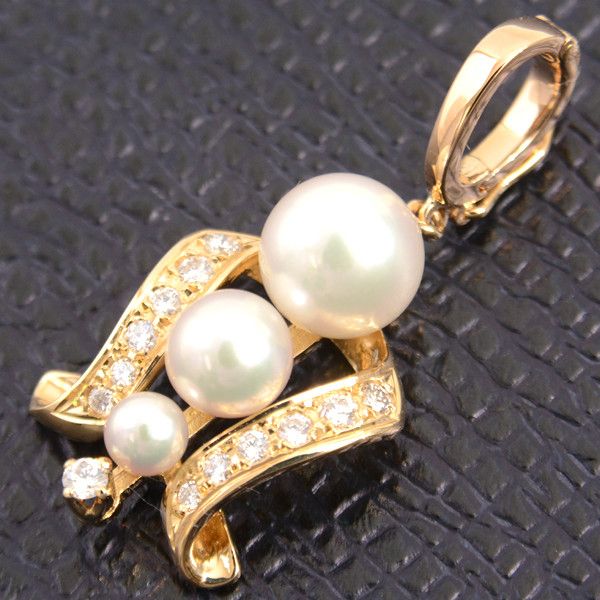 Mikimoto Mikimoto Mikimoto K18 Pearl Diamond Pendant Yellow Gold Natural Material Pendant 67376 in Great Condition Size ONE SIZE - 6 Thumbnail