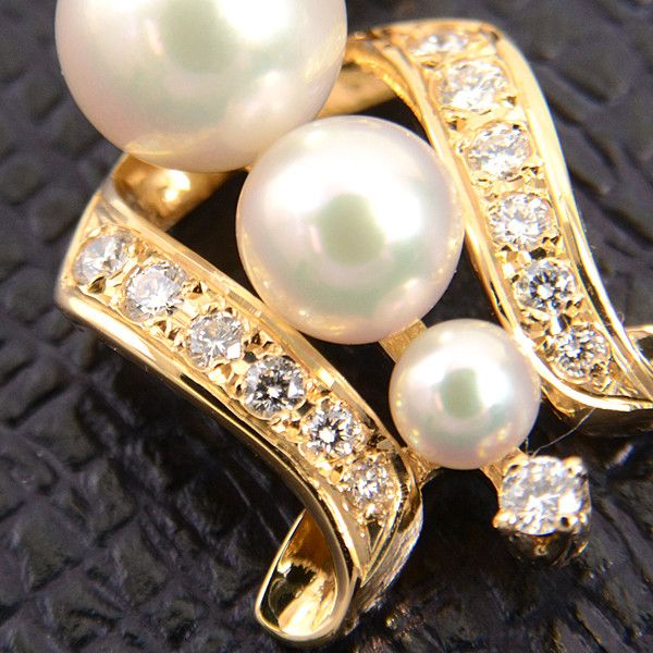 Mikimoto Mikimoto Mikimoto K18 Pearl Diamond Pendant Yellow Gold Natural Material Pendant 67376 in Great Condition Size ONE SIZE - 8 Thumbnail