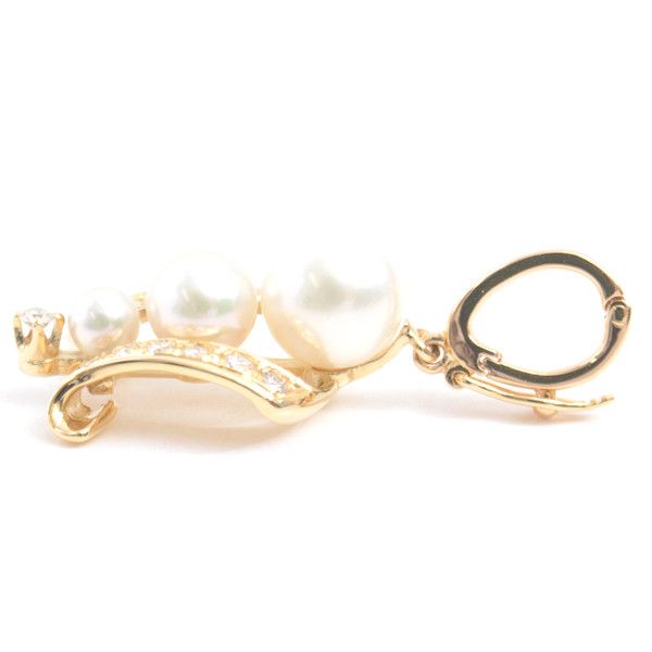 Mikimoto Mikimoto Mikimoto K18 Pearl Diamond Pendant Yellow Gold Natural Material Pendant 67376 in Great Condition Size ONE SIZE - 2 Thumbnail