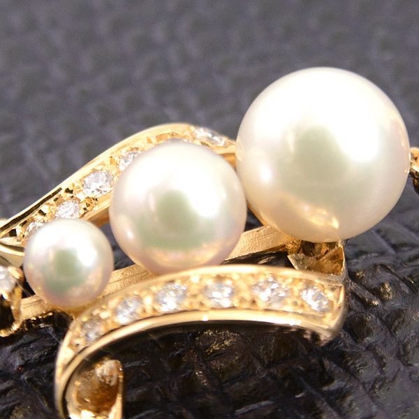 Mikimoto Mikimoto Mikimoto K18 Pearl Diamond Pendant Yellow Gold Natural Material Pendant 67376 in Great Condition Size ONE SIZE - 7 Thumbnail